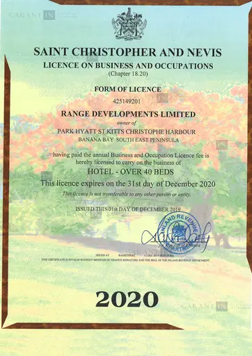 Certificate of garant in