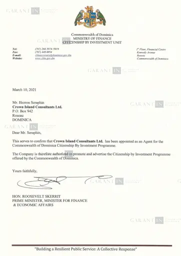 Certificate of garant in
